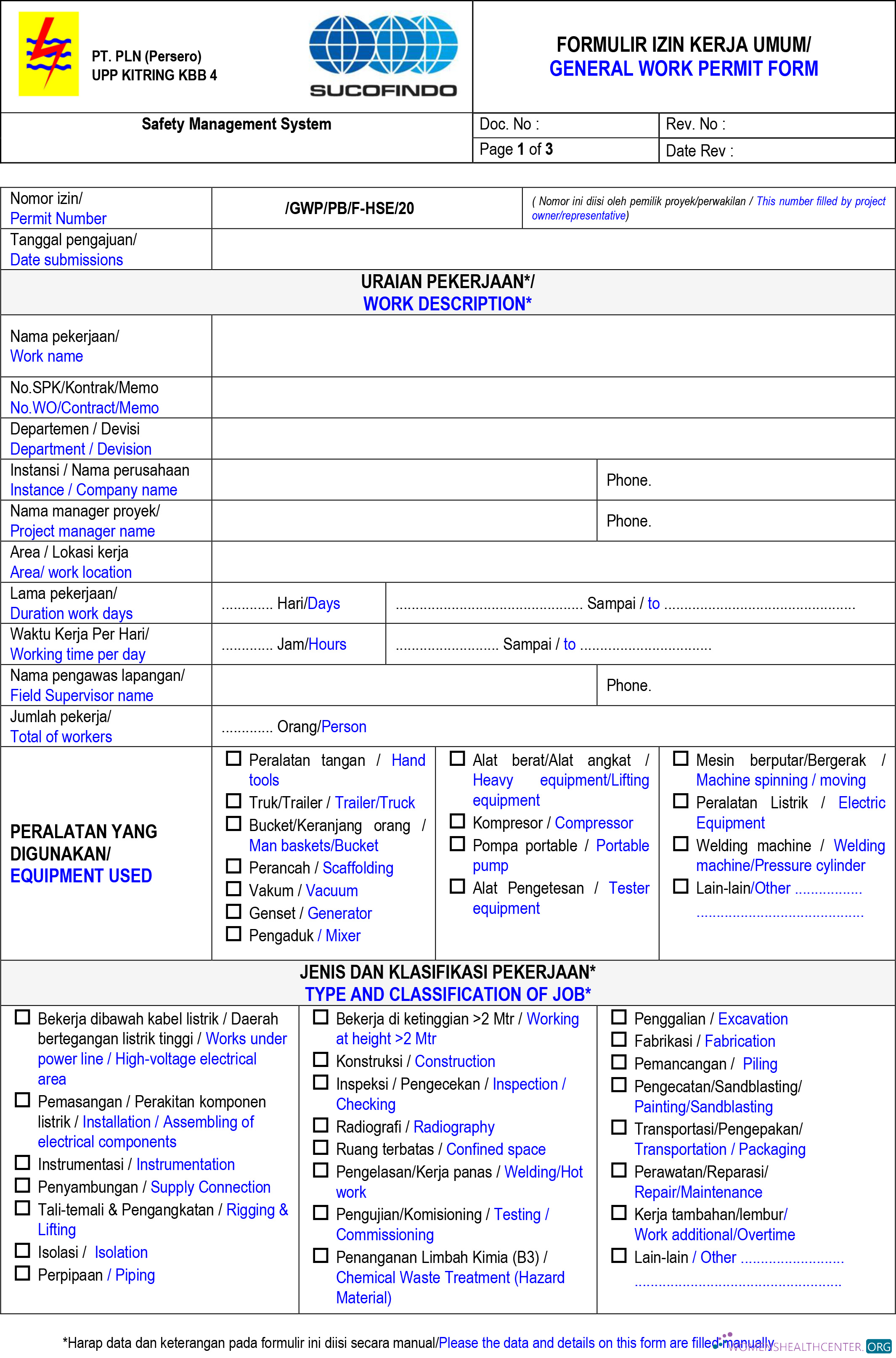 Download General work permit Photoshop template